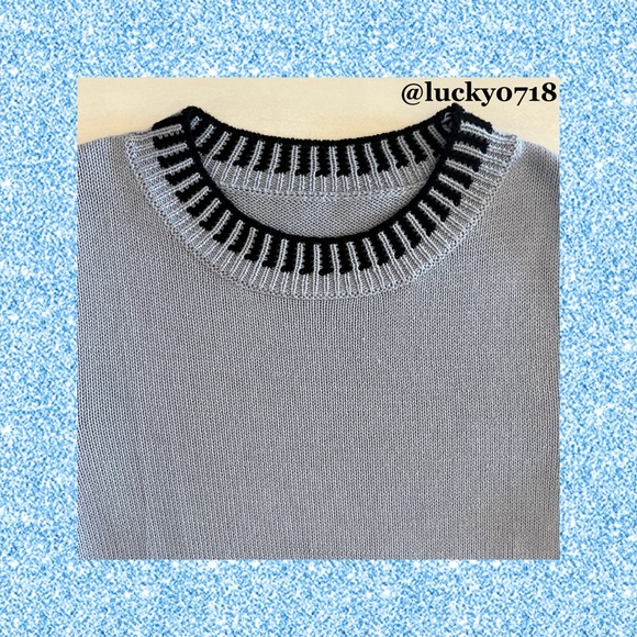 Saodimallsu EUC Ruffle Short Flutter Sleeve Knit Sweater Top in Blue Sz S - Picture 7 of 8